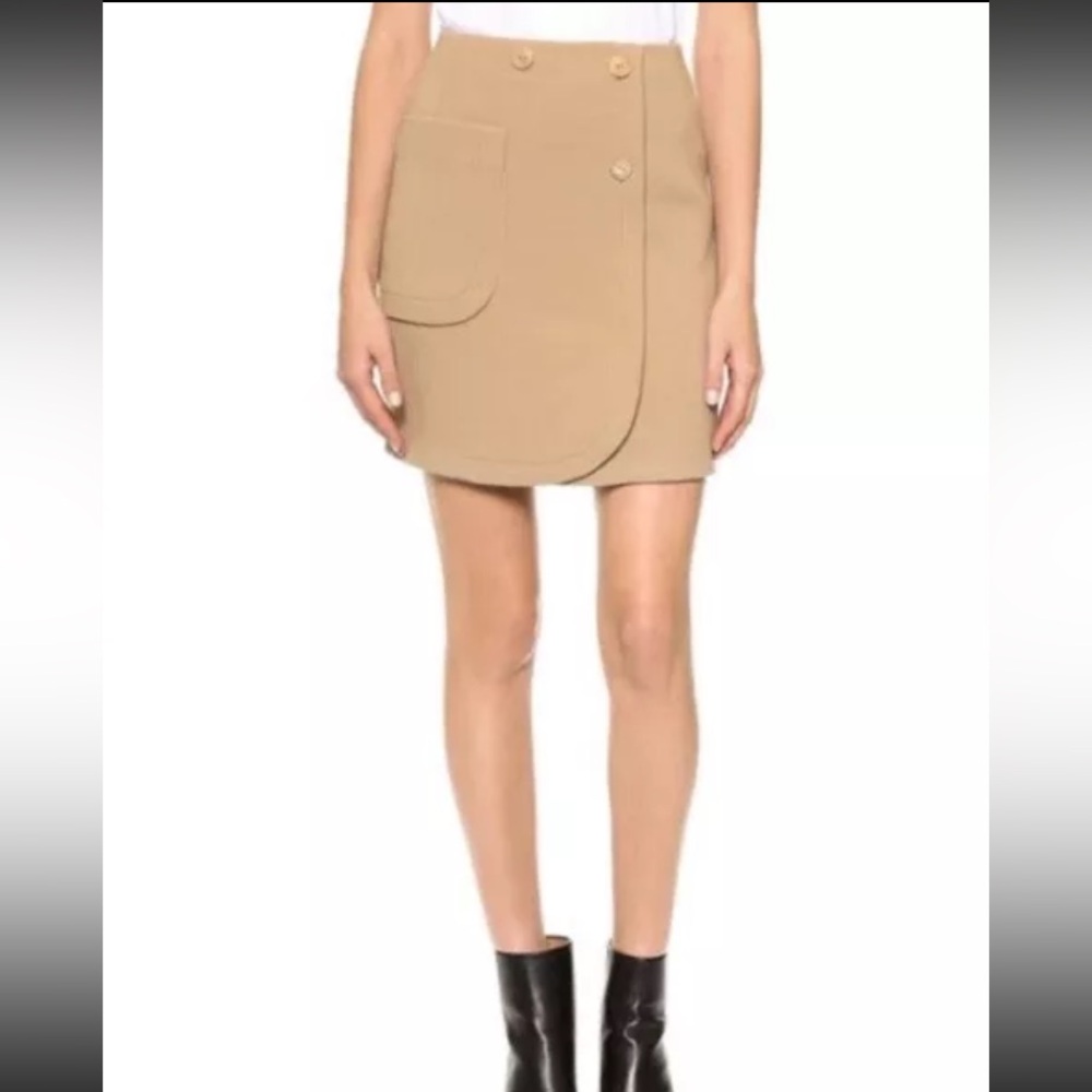 Carven Crepe Wool Mini Skirt Size FR 38 / US 4 Beige Lined Jupe Double